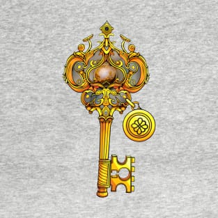 Golden and Gray Key for a Couple Love Lock T-Shirt